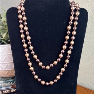 RMN Champagne and Bronze Faux Pearl Necklace